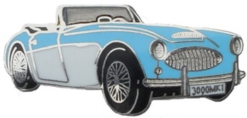 AUSTIN-HEALEY 3000 BL/WH LAPEL PIN (P-AH/3000/BL/WH)