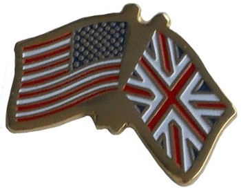 CROSSED FLAGS USA/UK LAPEL PIN (P-UJ/USA)