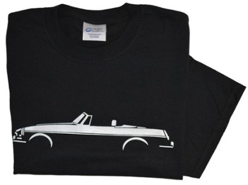 MGB SILHOUETTE ON BLACK T-SHIRT (T-MGB/BW)