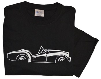 TRIUMPH TR3A/B SILHOUETTE ON BLACK T-SHIRT (T-TR3/BW)