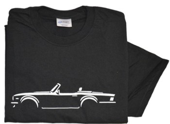 TRIUMPH TR6 SILHOUETTE ON BLACK T-SHIRT (T-TR6/BW)